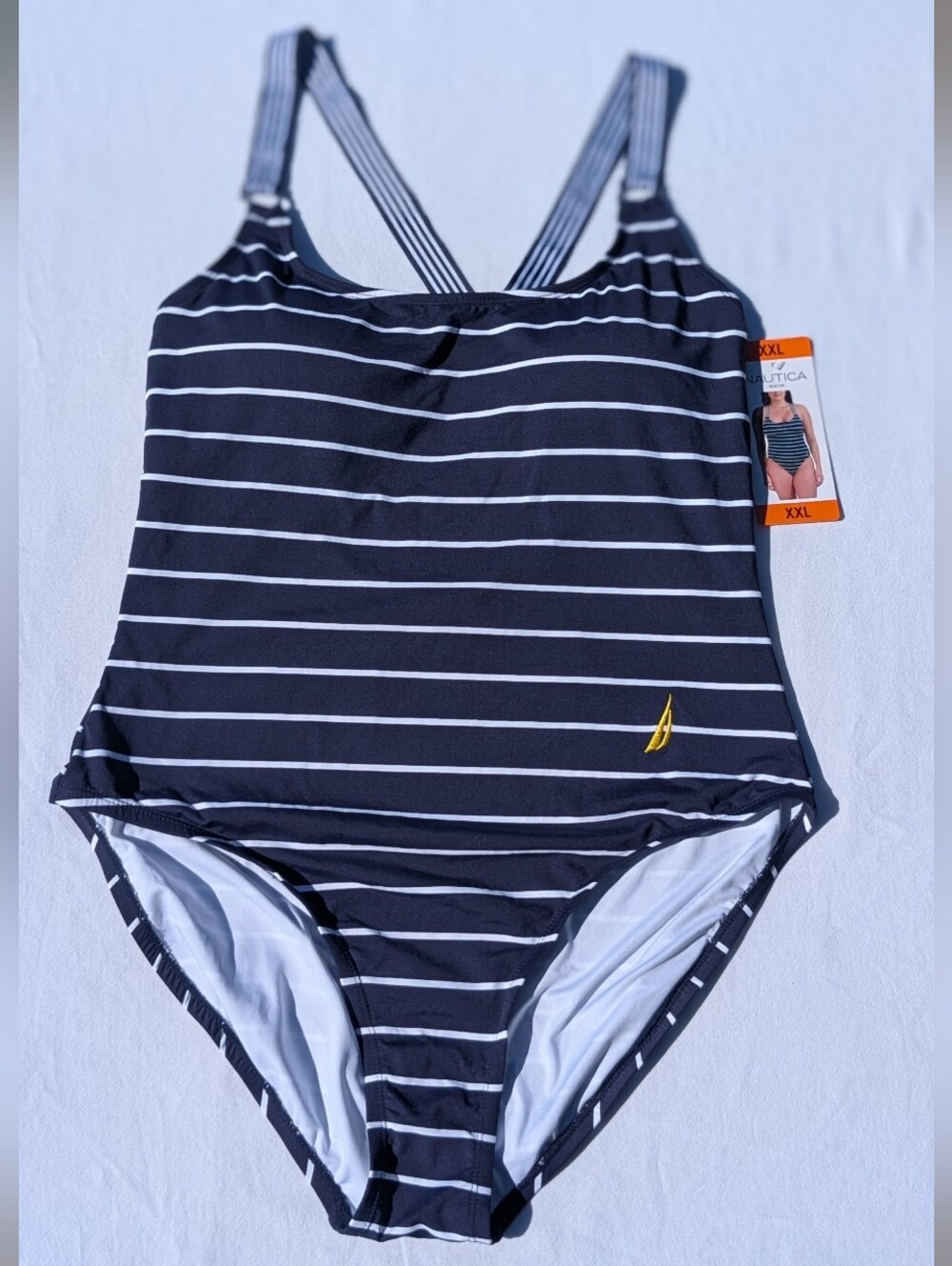 NWT Nautica Women's Striped Racerback One Piece Swimsuit Size XXL